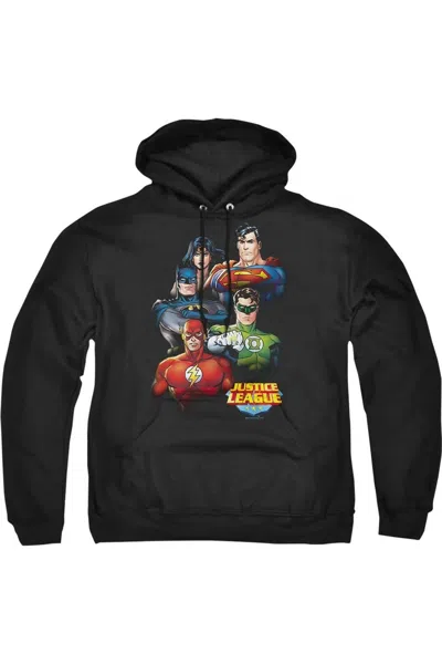 Gildan Justice League Of America Group Portrait Adult Pull Over Hoodie / Hooded Sweatshirt In Black