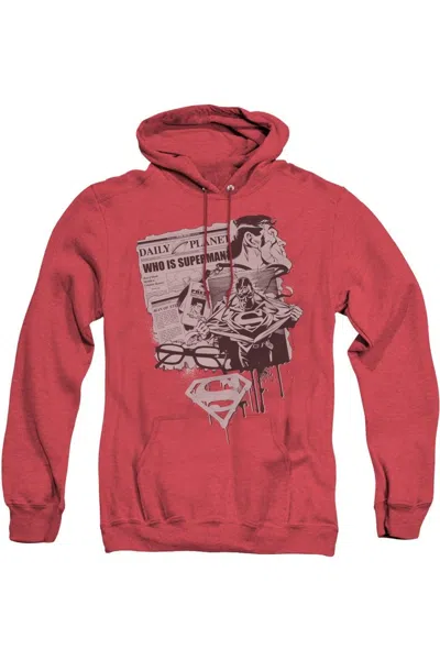 Gildan Superman Identity Adult Heather Hoodie / Hooded Sweatshirt In Red