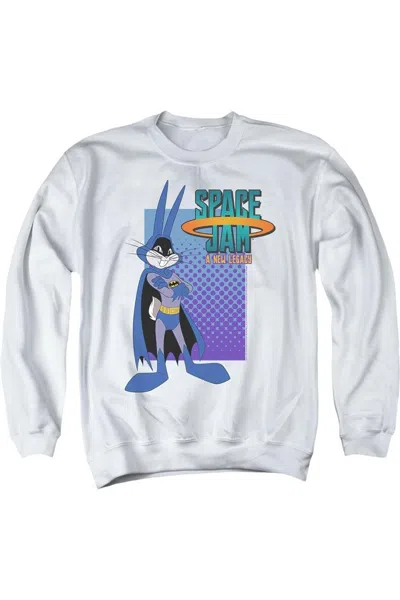 Gildan Space Jam 2 Bugs Batman Adult Crewneck Sweatshirt In White