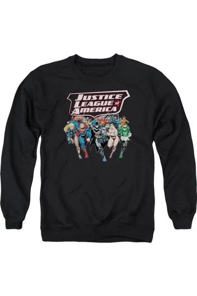 Gildan Justice League Of America Charging Justice Adult Crewneck Sweatshirt In Black