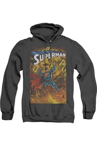 Gildan Superman One Adult Heather Hoodie / Hooded Sweatshirt In Black
