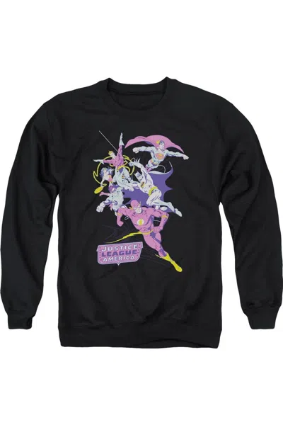 Gildan Justice League Of America Colorful League Adult Crewneck Sweatshirt In Black