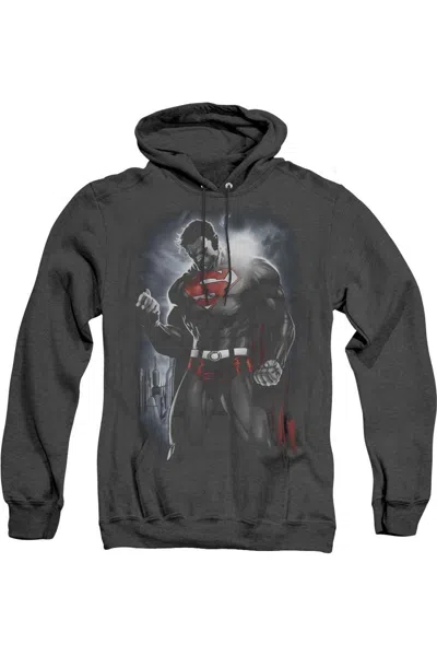 Gildan Superman Light Of The Sun Adult Heather Hoodie / Hooded Sweatshirt In Black