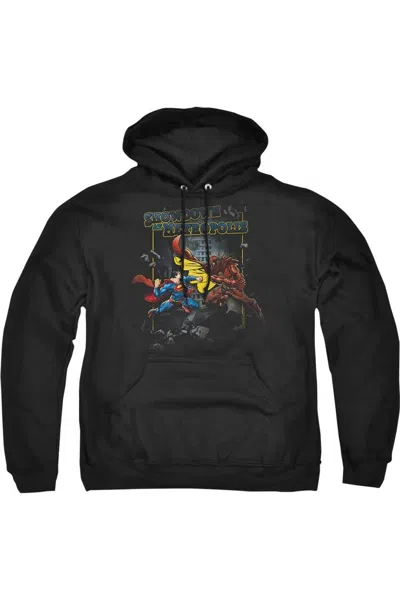 Gildan Superman Showdown Adult Pull Over Hoodie / Hooded Sweatshirt In Black