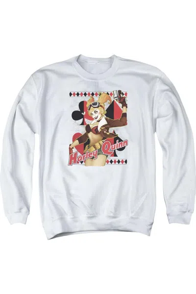 Gildan Justice League Of America Harley Bombshell Adult Crewneck Sweatshirt In White