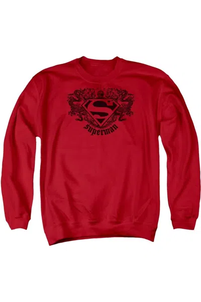 Gildan Superman Superman Dragon Adult Crewneck Sweatshirt In Red