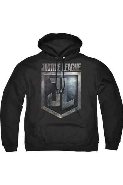 Gildan Justice League Movie Shield Logo Adult Pull Over Hoodie / Hooded Sweatshirt In Black