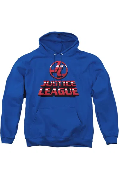Gildan Justice League Of America 8 Bit Justice League Of America Adult Pull Over Hoodie / Hooded Sweatshirt In Blue