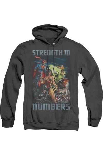 Gildan Justice League Of America Strength In Number Adult Heather Hoodie / Hooded Sweatshirt In Black
