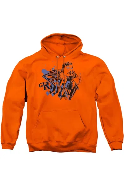 Gildan Superman Cut & Paste Adult Pull Over Hoodie / Hooded Sweatshirt In Orange