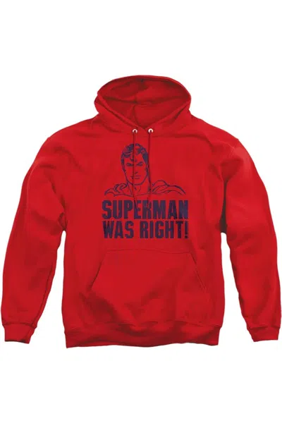 Gildan Superman Was Right Adult Pull Over Hoodie / Hooded Sweatshirt In Red