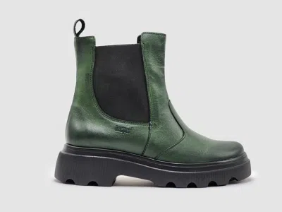 Kcr Group Women's Modern Insulated Zip-up Chelsea Leather Boots In Green In Green