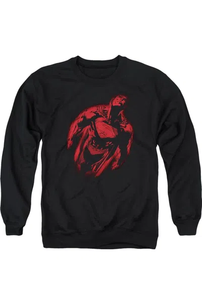 Gildan Superman Sprayed Supes Adult Crewneck Sweatshirt In Black