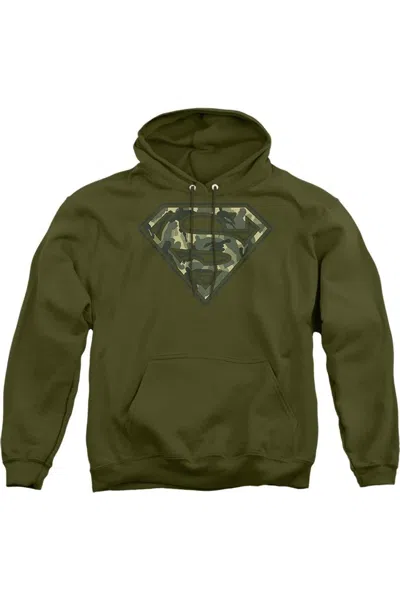 Gildan Superman Super Camo Adult Pull Over Hoodie / Hooded Sweatshirt In Green