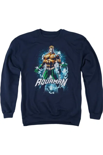 Gildan Justice League Of America Water Powers Adult Crewneck Sweatshirt In Blue