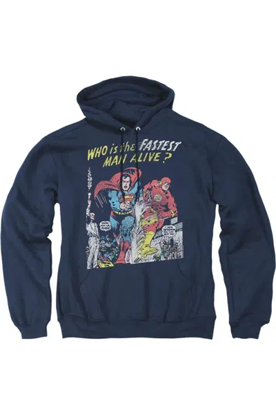 Gildan Justice League Of America Fastest Man Adult Pull Over Hoodie / Hooded Sweatshirt In Blue