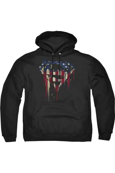 Gildan Superman Bleeding Shield Adult Pull Over Hoodie / Hooded Sweatshirt In Black