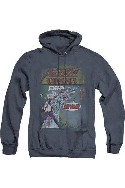 Gildan Superman Quick Change Adult Heather Hoodie / Hooded Sweatshirt In Blue
