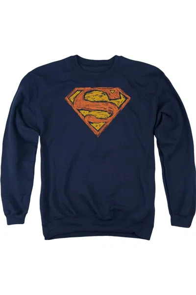 Gildan Superman Messy S Adult Crewneck Sweatshirt In Blue