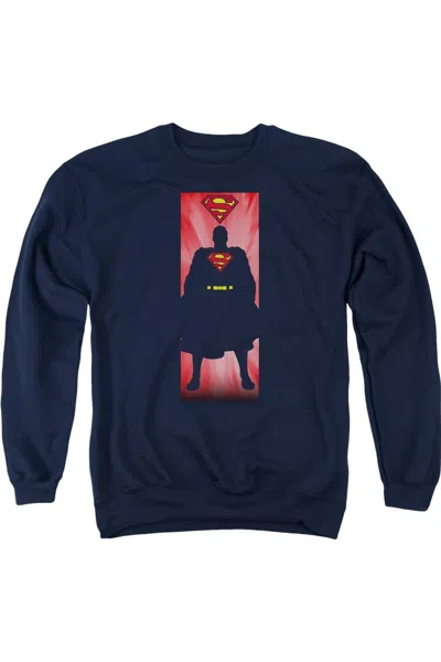 Gildan Superman Block Adult Crewneck Sweatshirt In Blue