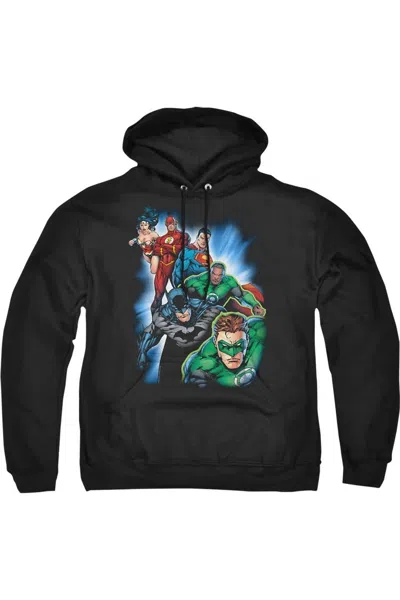 Gildan Justice League Of America Heroes Unite Adult Pull Over Hoodie / Hooded Sweatshirt In Black