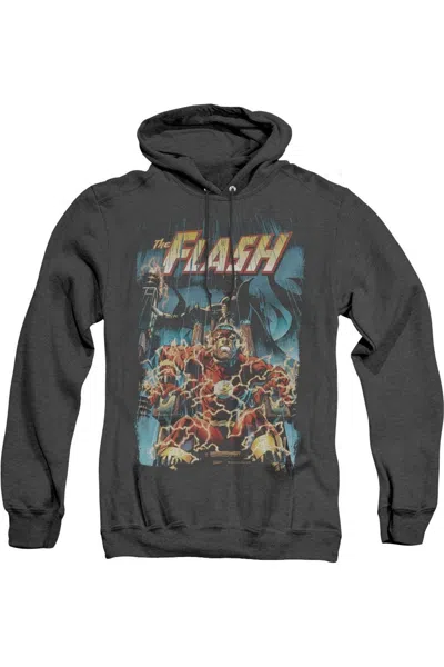 Gildan Justice League Of America Electric Chair Adult Heather Hoodie / Hooded Sweatshirt In Black