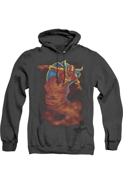 Gildan Justice League Of America Tornado Cloud Adult Heather Hoodie / Hooded Sweatshirt In Black