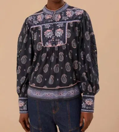 Farm Rio Ayla Blouse In Black In Black