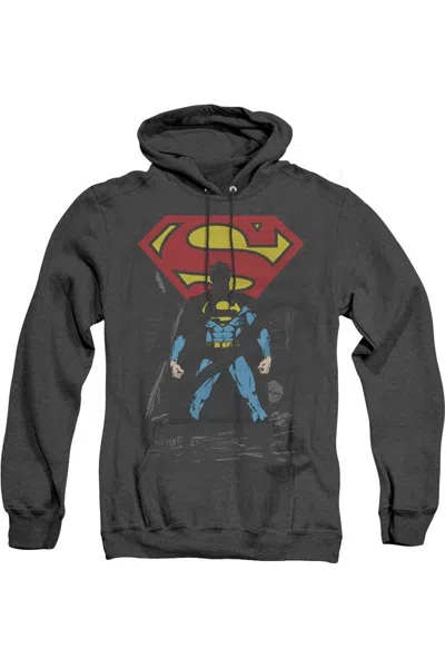 Gildan Superman Dark Alley Adult Heather Hoodie / Hooded Sweatshirt In Black