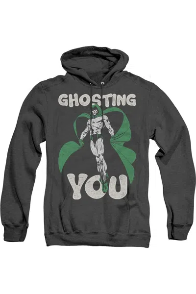 Gildan Justice League Of America Ghosting Adult Heather Hoodie / Hooded Sweatshirt In Black