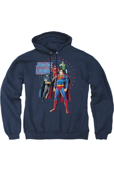 Gildan Justice League Of America Protectors Adult Pull Over Hoodie / Hooded Sweatshirt In Blue