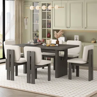 Streamdale Furniture Streamdale 7-piece Retro Dining Set With Upholstered Chairs