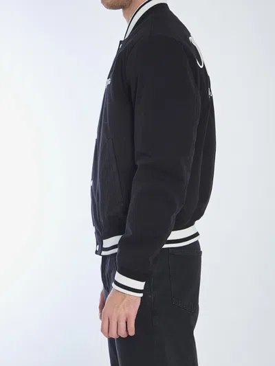 Off-white Off White Men `script Cotgab Souvenir` Varsity Jacket In Black