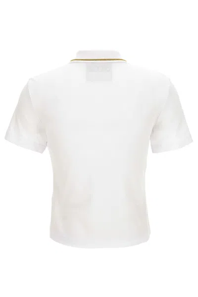 Versace Jeans Couture Logoed Polo In White Gold