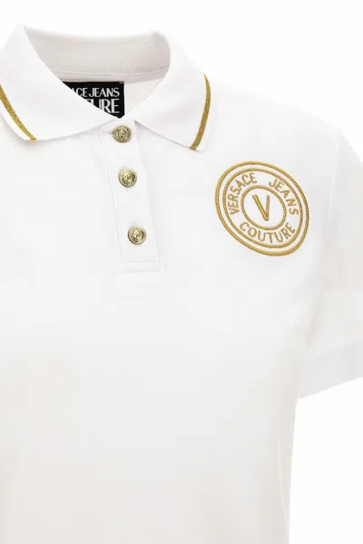 Versace Jeans Couture Logoed Polo In White Gold