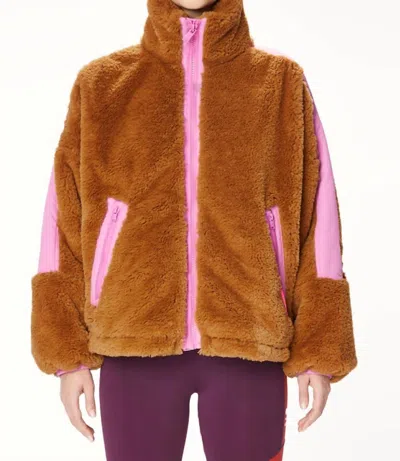 Oofwear Faux Fur Jacket In Carmel/pink In Multi