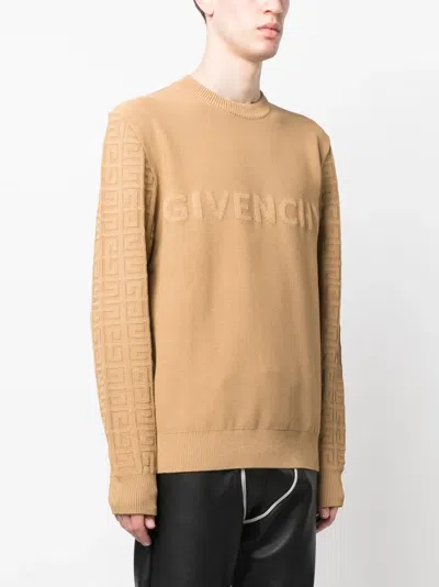 Givenchy Embossed-logo Sweatshirt In Brown