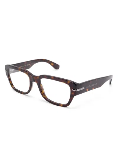 Dolce & Gabbana Rectangle-frame Glasses In Brown