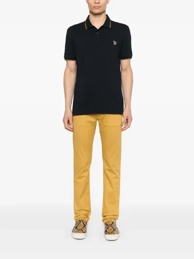 Ps By Paul Smith Ps Paul Smith Zebra Badge Cotton Polo Shirt In Blue