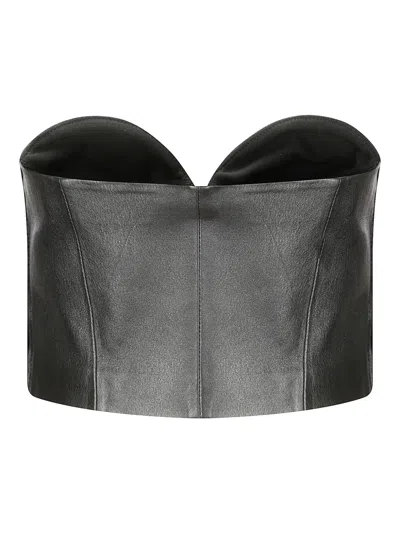 Desa 1972 Leather Bustier Top In Black