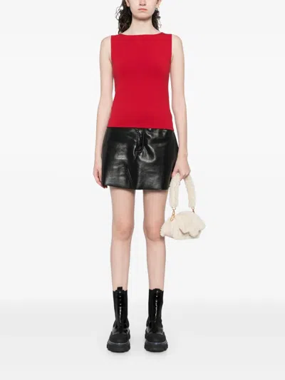 Reformation Dusk Stretch Knit Top In Red