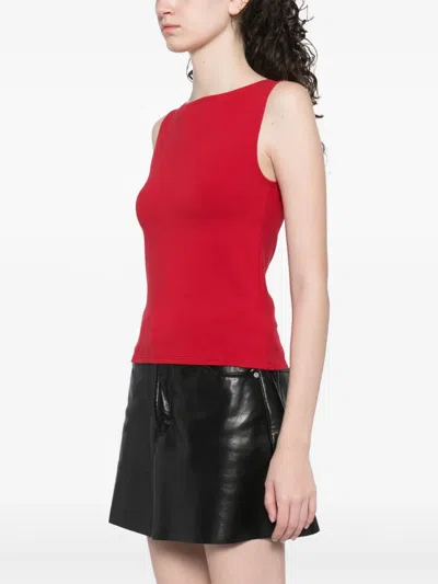 Reformation Dusk Stretch Knit Top In Red