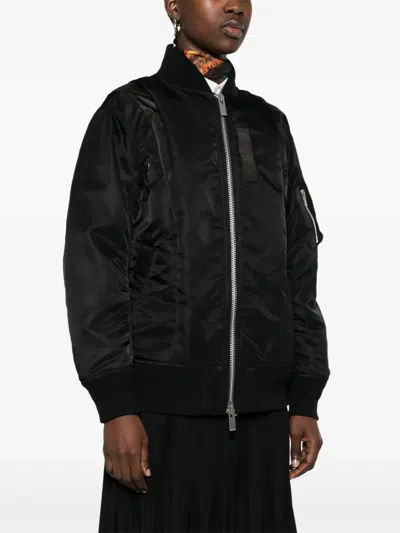 Sacai Nylon Twill Blouson In Black