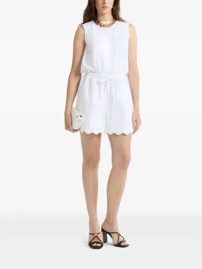 Patou Open-back Poplin Playsuit In White