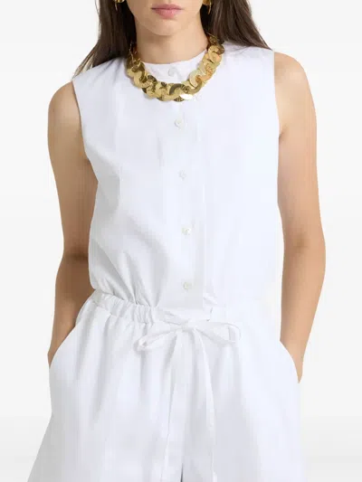 Patou Open-back Poplin Playsuit In White