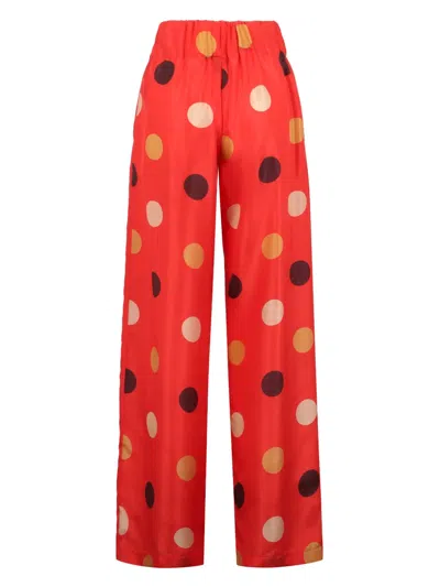 Aspesi Silk Pants With Polka Dot Pattern In Orange