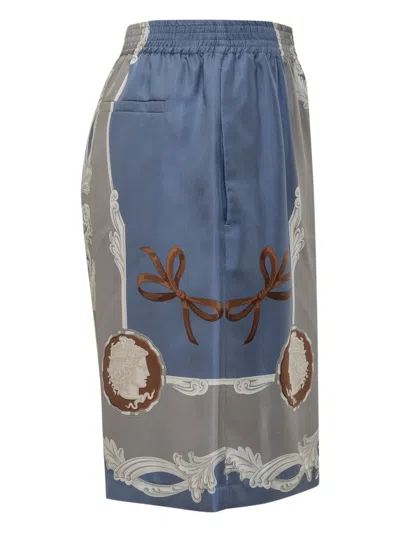 Versace Medusa Cameo Silk Bermuda Shorts In Blue