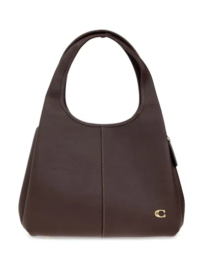 Coach Polished Pebble Leather Lana Shoulder Bag 23 In Brown
