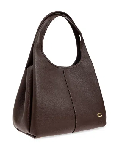 Coach Polished Pebble Leather Lana Shoulder Bag 23 In Brown