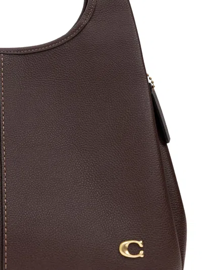 Coach Polished Pebble Leather Lana Shoulder Bag 23 In Brown